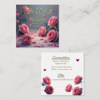 Tarjeta De Recepción Love is in Bloom Details Pink Roses Wedding Invite