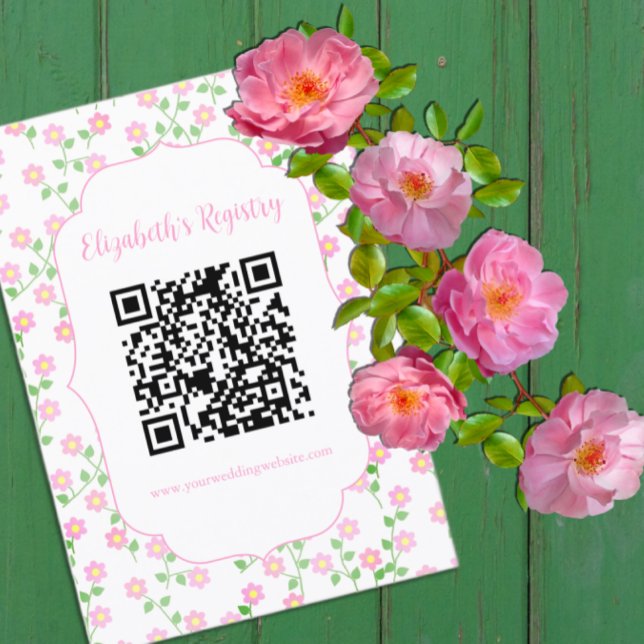 Tarjeta De Recepción Love Is In Bloom Pink Bridal Shower Registry (Subido por el creador)