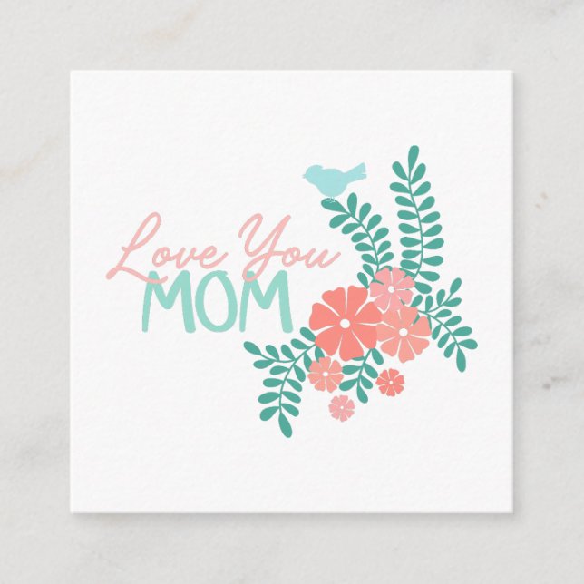 Tarjeta De Recepción Love you mom callipraphy floral frame (Anverso)