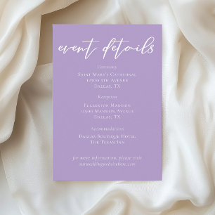 Tarjeta De Recepción Lovely Lilac Purple Boda Event Detalles