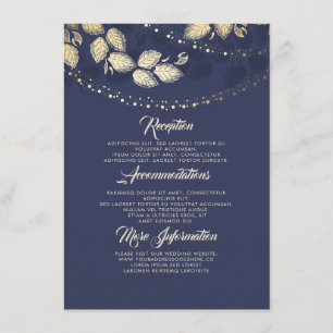 Tarjeta De Recepción Luces Árbol Sale Elegante Detalles de Boda Inserta