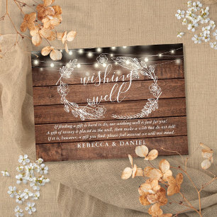 Tarjeta De Recepción Luces de Cadena de Pozo de Deseos Bodas Rústicas d