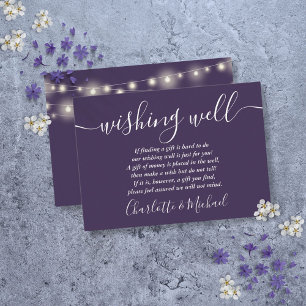 Tarjeta De Recepción Luces de Cadena de Pozo de Deseos Morado Boda
