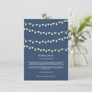 Tarjeta De Recepción Luces de cadena modernas, detalle de Boda amarillo