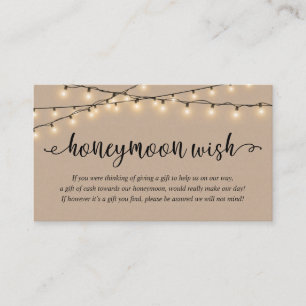 Tarjeta De Recepción Luces de Cadena para Fiesta Rústica, Deseo de Luna