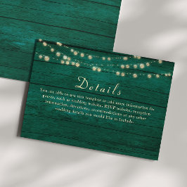Tarjeta De Recepción Luces de Cadena Verde Esmeralda Detalles de Boda