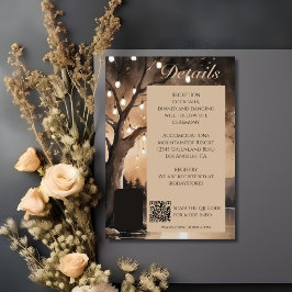 Tarjeta De Recepción Luces De Cadenas En La Boda Romántica De Árbol De 