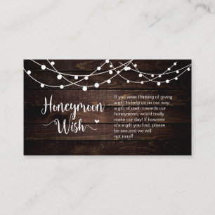 Tarjeta De Recepción Luces de cuerda de granja rústica, madera, deseo d