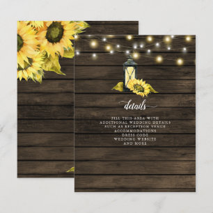 Tarjeta De Recepción Luces de Cuerda de Madera de Granero Girasoles Lám
