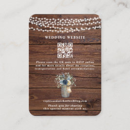 Tarjeta De Recepción Luces de Cuerda de Madera Rústica Boda en Tarro de