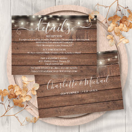Tarjeta De Recepción Luces de Cuerda de Madera Rústica para Detalles de