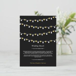 Tarjeta De Recepción Luces de cuerda modernas, detalle de Boda blanco y