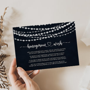 Tarjeta De Recepción Luces de Cuerda Rústicas Deseo de Luna de Miel