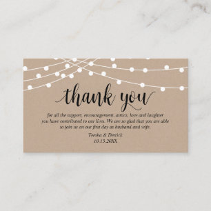 Tarjeta De Recepción Luces de cuerda, tema de Farm Kraft, Boda Gracias