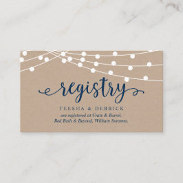 Tarjeta De Recepción Luces de cuerdas de Kraft, Azul marino, Registro d