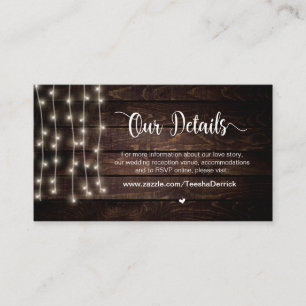 Tarjeta De Recepción Luces de cuerdas rusas, detalles Bodas