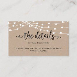 Tarjeta De Recepción Luces de cuerdas rusas kraft, Nuestros detalles, s