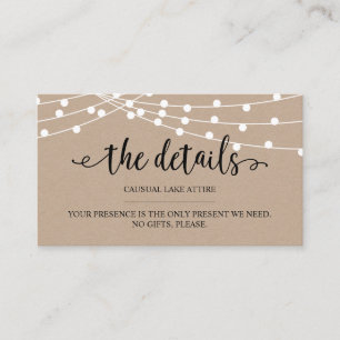 Tarjeta De Recepción Luces de cuerdas rusas kraft, Nuestros detalles, s
