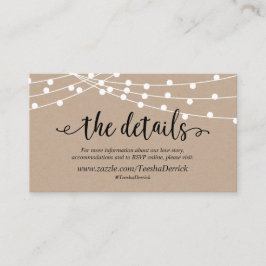 Tarjeta De Recepción Luces de cuerdas rusas kraft, Nuestros detalles, s