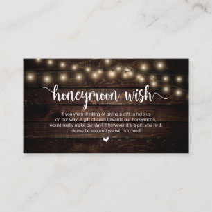 Tarjeta De Recepción Luces de cuerdas rusas, madera, deseo de luna de m
