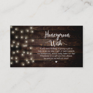 Tarjeta De Recepción Luces de cuerdas rusas, madera, deseo de luna de m