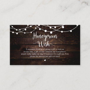 Tarjeta De Recepción Luces de cuerdas rusas, madera, deseo de luna de m