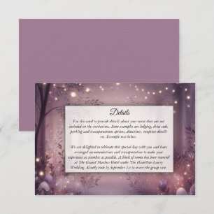 Tarjeta De Recepción Luces de Hadas en Boda Resplandeciente del Bosque