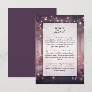 Tarjeta De Recepción Luces de Hadas en Boda Resplandeciente del Bosque