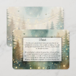 Tarjeta De Recepción Luces de Hadas para Boda en un Bosque de Pinos Cap