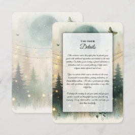 Tarjeta De Recepción Luces de Hadas para Boda en un Bosque de Pinos Cap