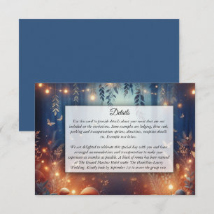 Tarjeta De Recepción Luces de Hadas y Boda Mágica en el Bosque bajo la 