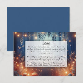 Tarjeta De Recepción Luces de hadas y Boda Mágico Forestal de la Luna