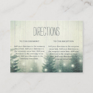 Tarjeta De Recepción Luces forestales   Direcciones rusticas de Boda