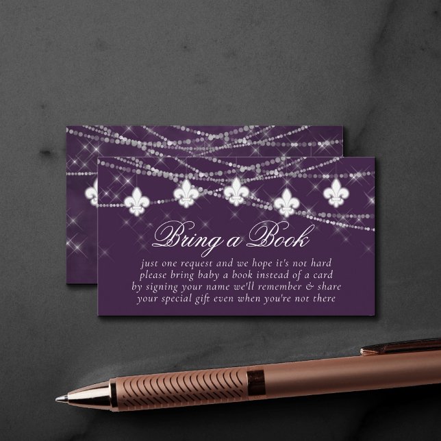 Tarjeta De Recepción Luces púrpura de la berenjena Fleur de Lis | Solic (Subido por el creador)
