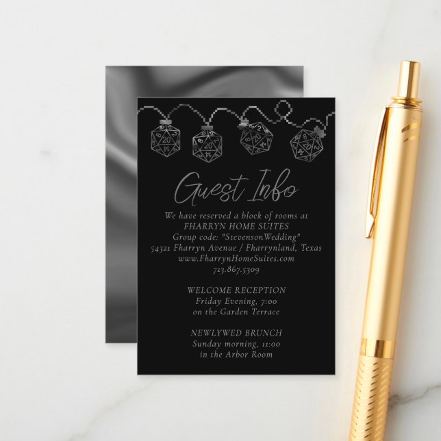 Tarjeta De Recepción Luces RPG | Fantasía Tabletop Gamer Dice Hotel (Anverso/Reverso In Situ)