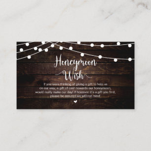 Tarjeta De Recepción Luces Rusas, Madera, Deseos De Luna De Miel