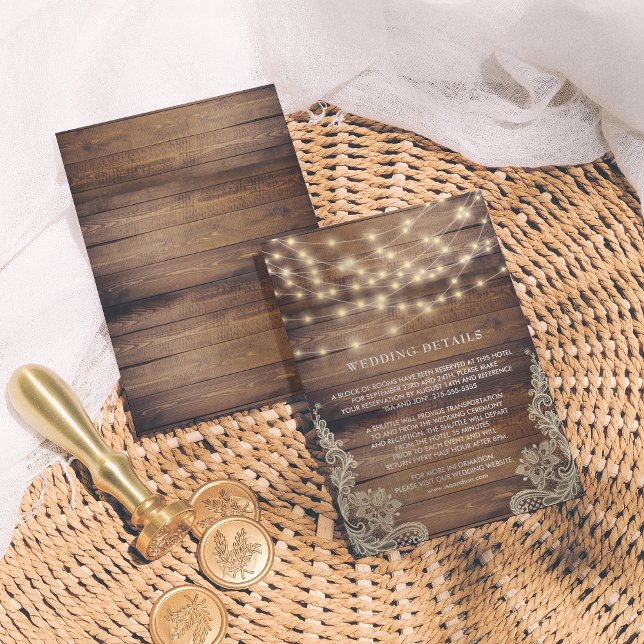 Tarjeta De Recepción Luces Rusticas de Madera y Cadenas | Detalles del  (Subido por el creador)