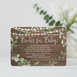Tarjeta De Recepción Luces rústicas verde libros de bebés para el bebé