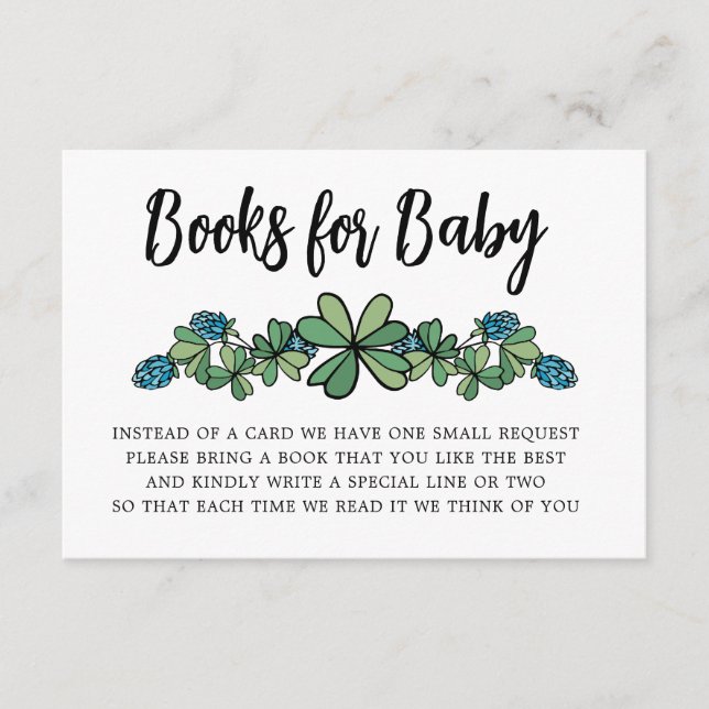 Tarjeta De Recepción Lucky Charm Books For Baby Boy Baby Shower (Anverso)