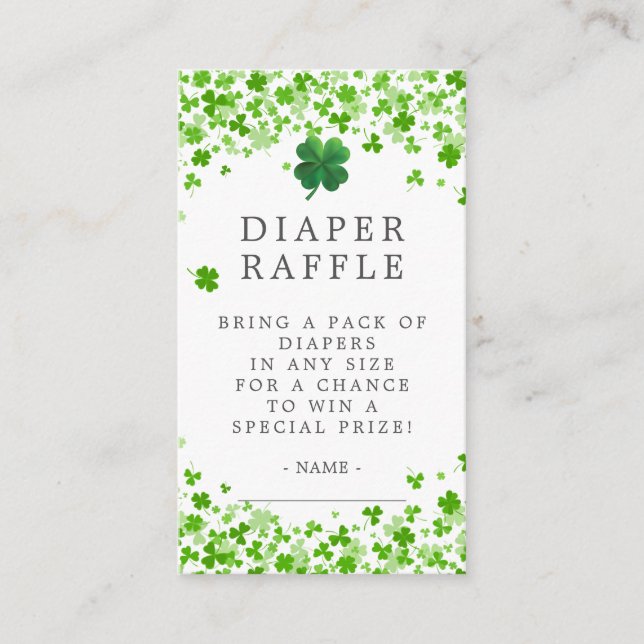 Tarjeta De Recepción Lucky Little Shamrock Baby Shower Diaper Raffle E (Anverso)