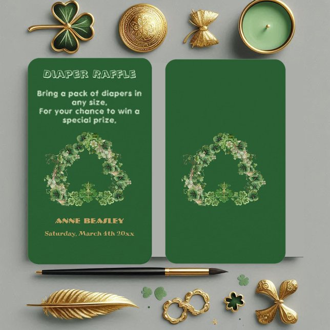 Tarjeta De Recepción Lucky Little Shamrock Green Gold Leaf Baby Shower (Lucky Little Shamrock Green Gold Leaf Baby Shower Enclosure Card)