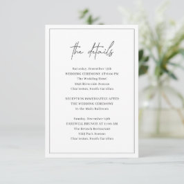 Tarjeta De Recepción Lucy Black and White Classic Elegant Wedding