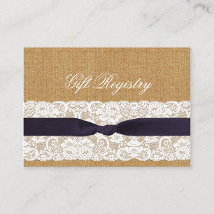 Tarjeta De Recepción Lugar de la burlap de FAUX, registro de regalos de