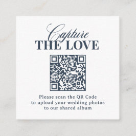 Tarjeta De Recepción Lujo Azul Marino | Código QR de Boda Captura el Am