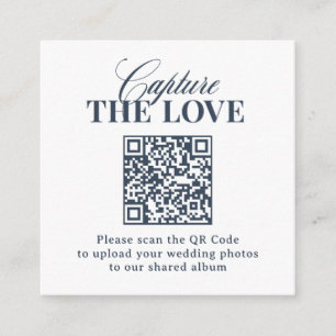 Tarjeta De Recepción Lujo Azul Marino Código QR de Boda Captura el Am