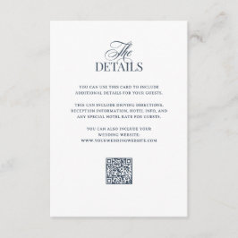 Tarjeta De Recepción Lujo Azul Marino | Detalles de Invitado de Boda co