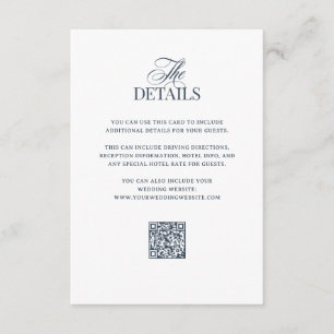 Tarjeta De Recepción Lujo Azul Marino Detalles de Invitado de Boda co