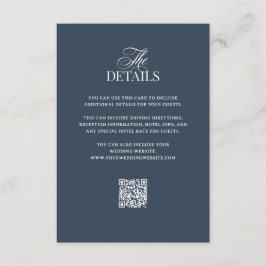 Tarjeta De Recepción Lujo Azul Marino | Detalles de Invitado de Boda co