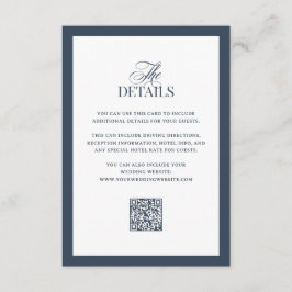 Tarjeta De Recepción Lujo Azul Marino | Detalles de Invitado de Boda co