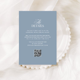 Tarjeta De Recepción Lujo Azul Polvo | Detalles de Invitado de Boda Cód